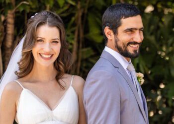Nathalia Dill e Renato Góes gravam cena de casamento de Vênus e Tom; veja as fotos